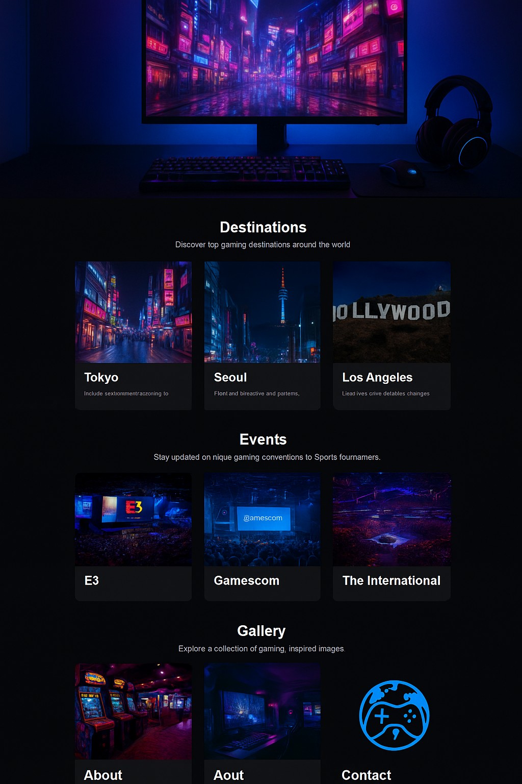 Neon city next to gaming setup
